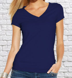 Футболка V-neck женская темно-синяя