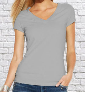Футболка V-neck женская серая
