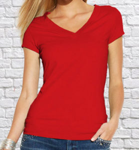 Футболка V-neck женская красная