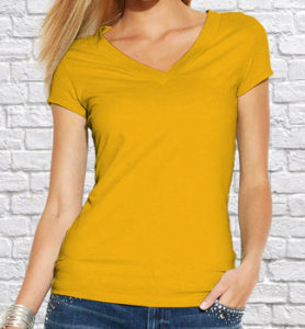 Футболка V-neck женская желтая