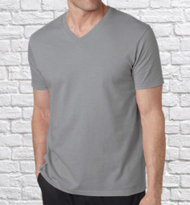 Футболка мужская V-neck меланж / серая